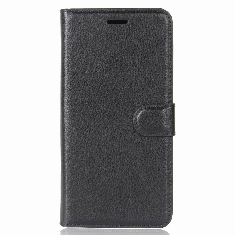 Pour Iphone xs / x 5,8 Pouces Litchi Skin PU Patie de Portefeuille Portefeuille de Porte-cellules Protective Téléphone - le Noir