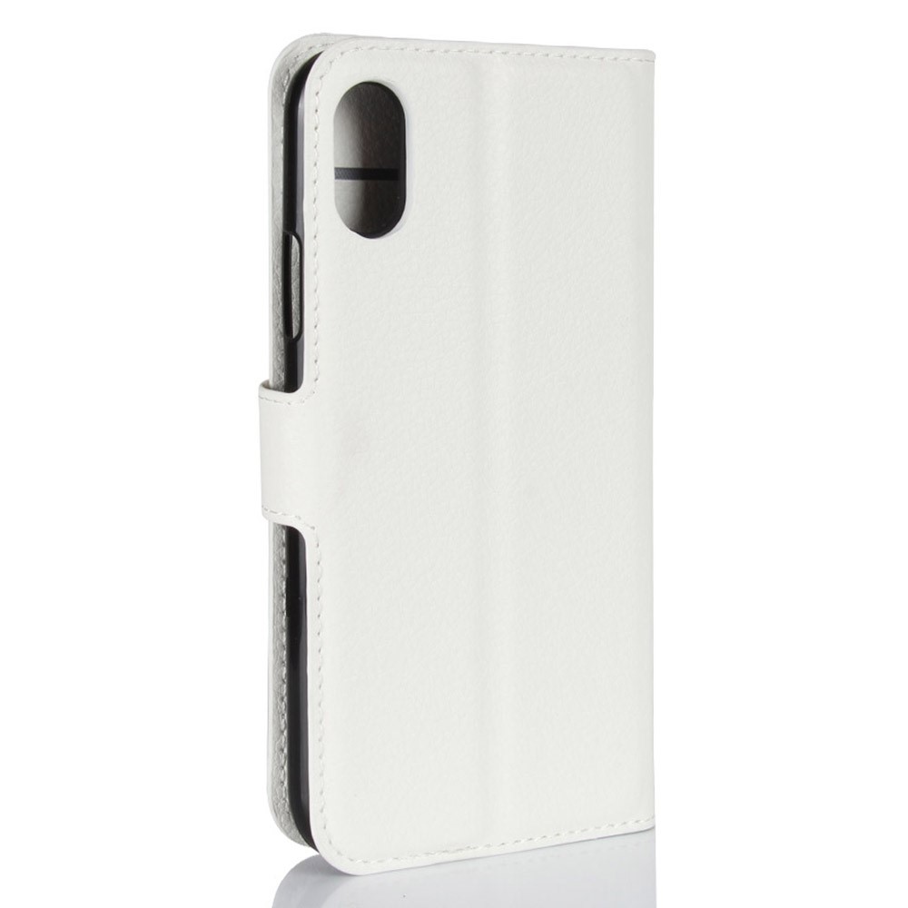 Lichia Pele PU Carteira De Couro Stand Embalagem Telefone Protetora Para Iphone Xs / X 5,8 Polegadas - Branco-6