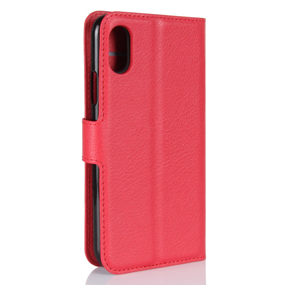 Litchi Skin PU Leather Wallet Stand Protective Phone Cover for iPhone Xs/X 5.8 inch - Red-6
