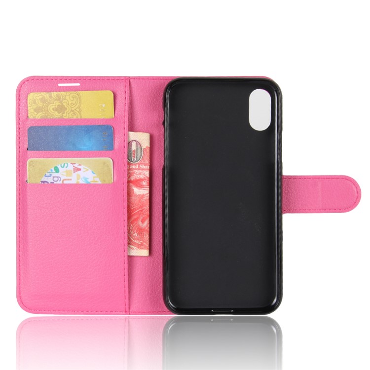 Litchi Skin PU Leather Wallet Stand Protective Phone Casing Cover for iPhone Xs/X 5.8 inch - Rose-3