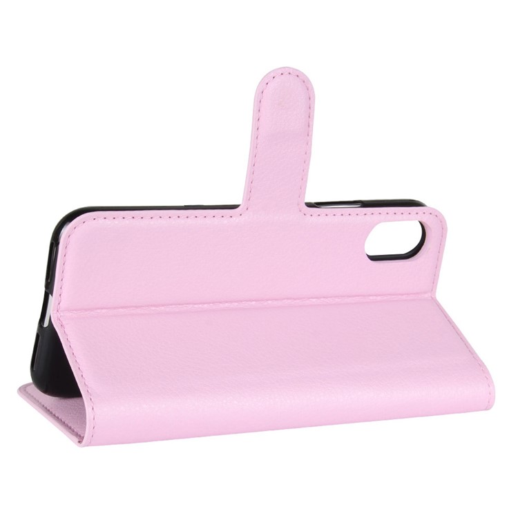Litchi Skin PU Leather Wallet Stand Protective Phone Shell for iPhone Xs/X 5.8 inch - Pink-5