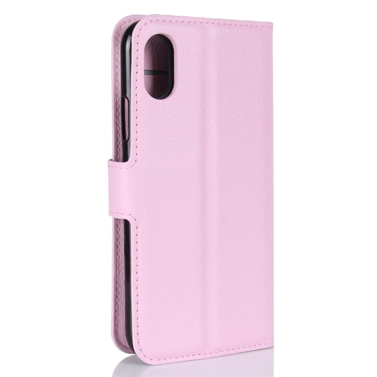 Litchi Skin PU Leather Wallet Stand Protective Phone Shell for iPhone Xs/X 5.8 inch - Pink-6