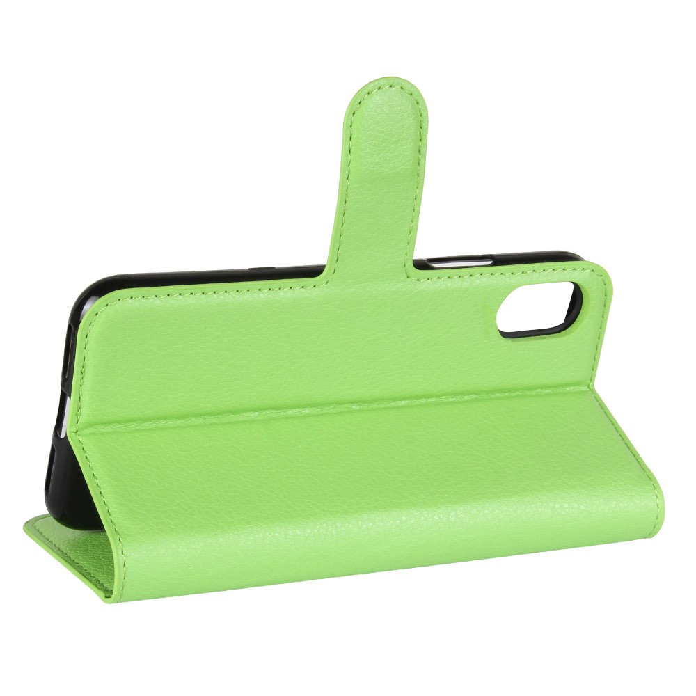 For iPhone Xs/X 5.8 inch Litchi Skin PU Leather Wallet Stand Protective Phone Case - Green-5