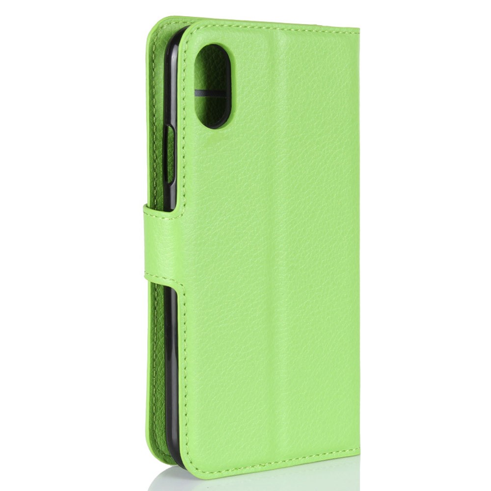 For iPhone Xs/X 5.8 inch Litchi Skin PU Leather Wallet Stand Protective Phone Case - Green-6