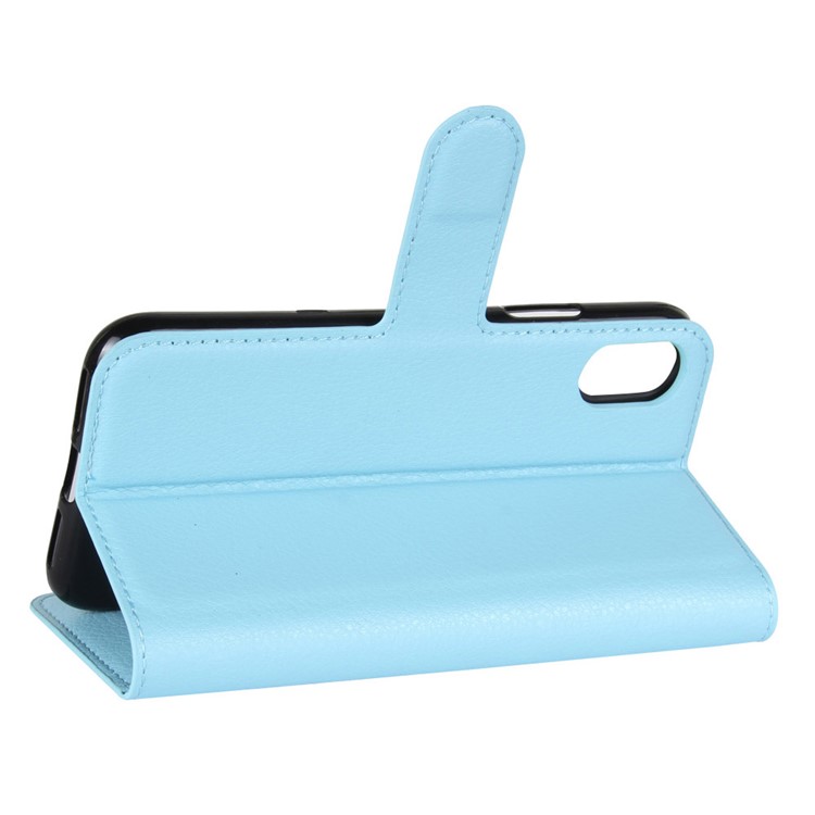 Per Iphone Xs / X 5,8 Pollici Litchi Pelle PU Portafoglio In Pelle Stare Protettivo Involucro Del Telefono - Blu-5