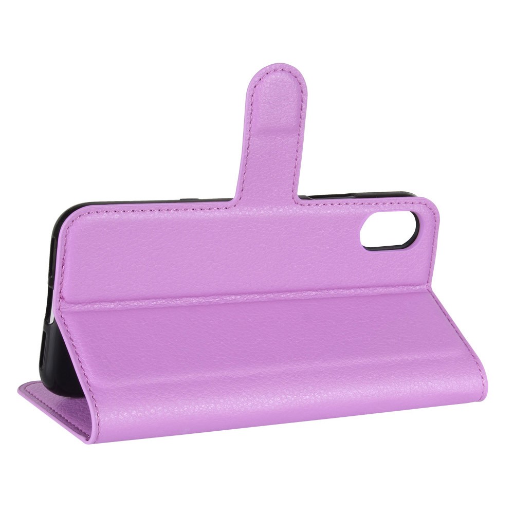 For iPhone Xs/X 5.8 inch Litchi Skin PU Leather Wallet Stand Protective Phone Cover - Purple-5