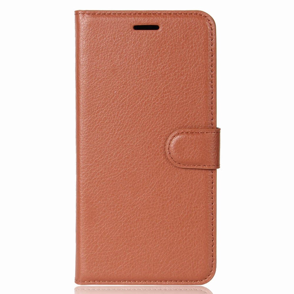 Pour Iphone Xs / X 5.8 Pouce Peau De Litchi PU Portefeuille En Cuir Stand De Protection Coque De Téléphone - Marron-2