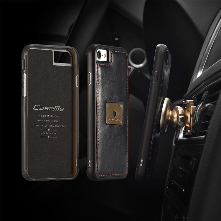 CASEME Estojo De Couro De Carteira De Couro 2-em-1 Destacável Para Iphone 8 / 7 4.7 Polegadas - Preto-2