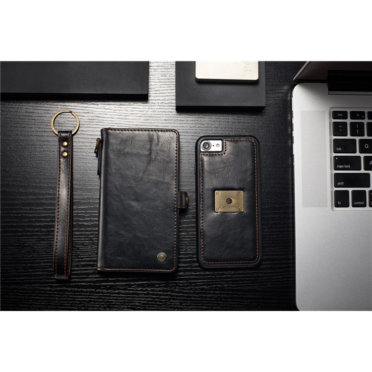 CASEME Estojo De Couro De Carteira De Couro 2-em-1 Destacável Para Iphone 8 / 7 4.7 Polegadas - Preto-4