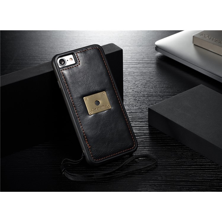 CASEME Estojo De Couro De Carteira De Couro 2-em-1 Destacável Para Iphone 8 / 7 4.7 Polegadas - Preto-8