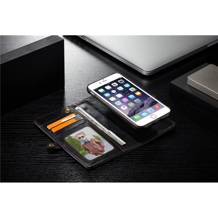 CASEME Estojo De Couro De Carteira De Couro 2-em-1 Destacável Para Iphone 8 / 7 4.7 Polegadas - Preto-9