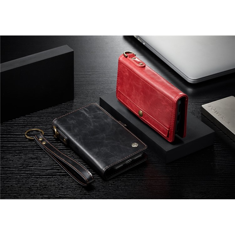 CASEME intercambiable 2-en-1 Split cuero titular de la cubierta del teléfono celular para el iPhone 8 / 7 4.7 inch - rojo-11