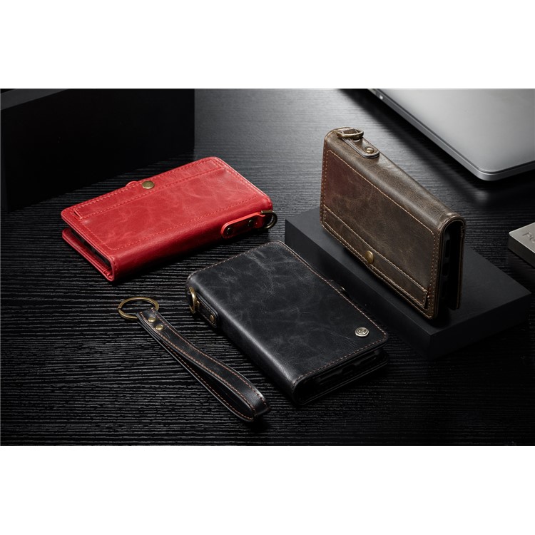 CASEME intercambiable 2-en-1 Split cuero titular de la cubierta del teléfono celular para el iPhone 8 / 7 4.7 inch - rojo-12