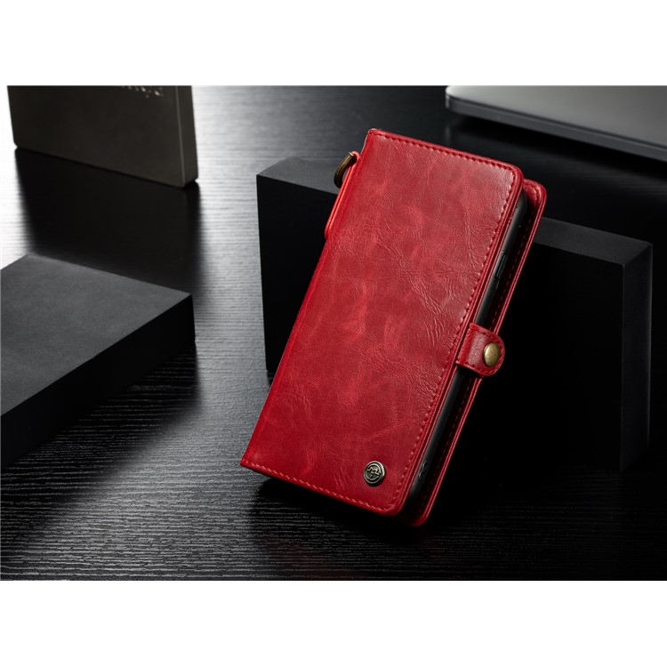 CASEME intercambiable 2-en-1 Split cuero titular de la cubierta del teléfono celular para el iPhone 8 / 7 4.7 inch - rojo-8
