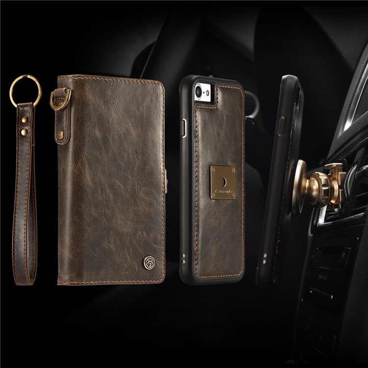 CASEME Qin Series Detachable 2-in-1 Split Leather Wallet Mobile Phone Case for iPhone 8 / 7 4.7 inch - Brown-1