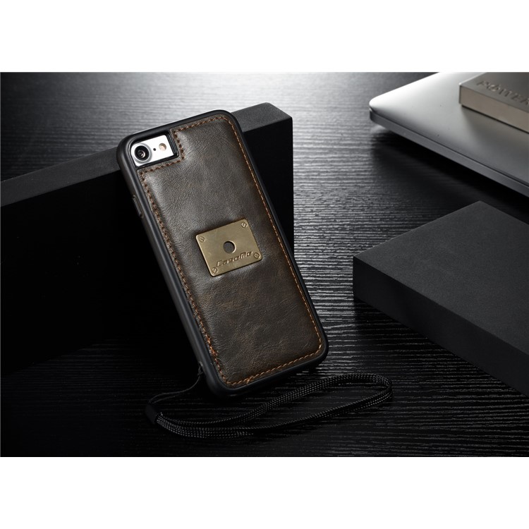 CASEME Qin Series Detachable 2-in-1 Split Leather Wallet Mobile Phone Case for iPhone 8 / 7 4.7 inch - Brown-13