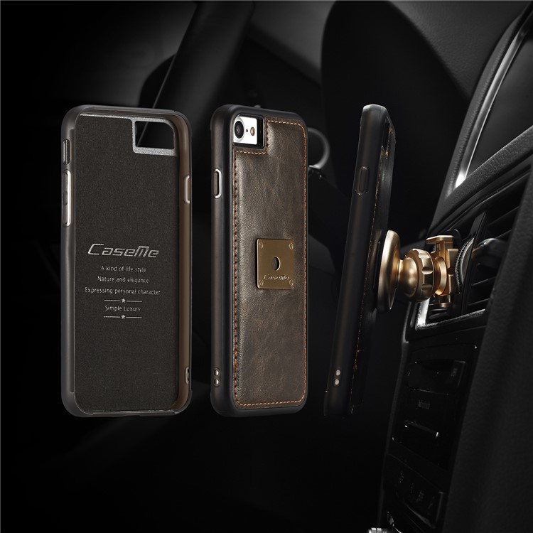 CASEME Qin Series Detachable 2-in-1 Split Leather Wallet Mobile Phone Case for iPhone 8 / 7 4.7 inch - Brown-2