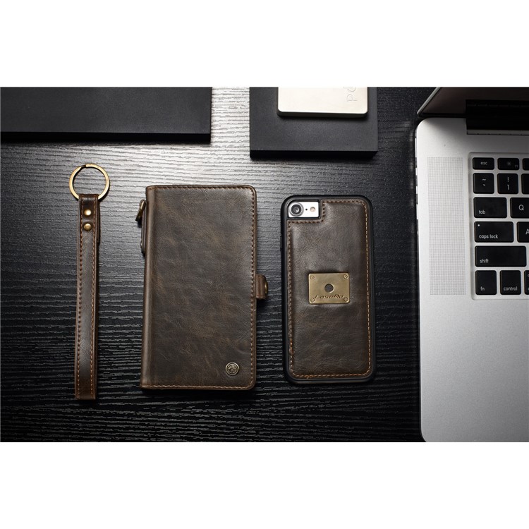 CASEME Qin Series Detachable 2-in-1 Split Leather Wallet Mobile Phone Case for iPhone 8 / 7 4.7 inch - Brown-4