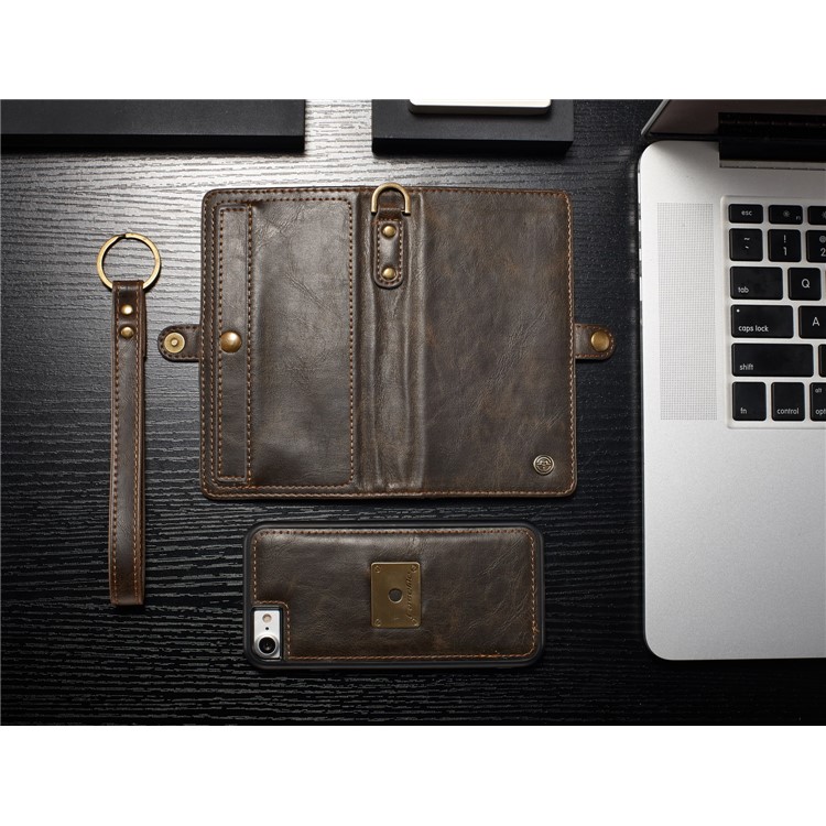 CASEME Qin Series Detachable 2-in-1 Split Leather Wallet Mobile Phone Case for iPhone 8 / 7 4.7 inch - Brown-6