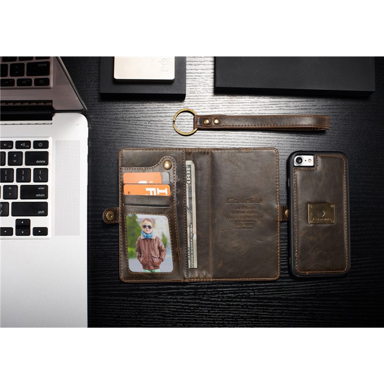 CASEME Qin Series Detachable 2-in-1 Split Leather Wallet Mobile Phone Case for iPhone 8 / 7 4.7 inch - Brown-7