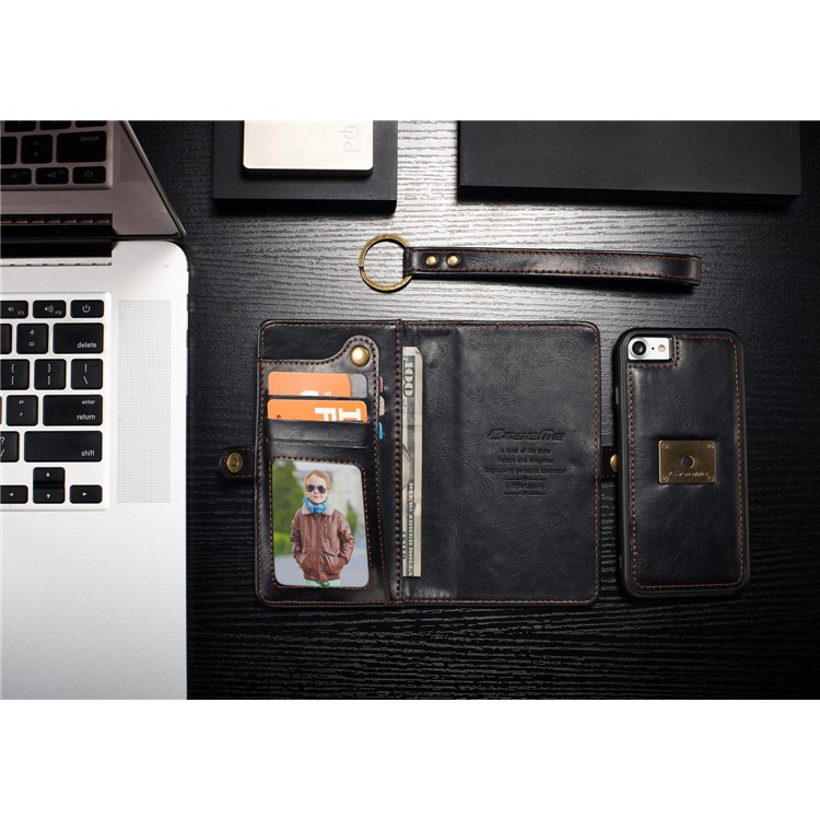 CASEME Qin Series Detachable 2-in-1 Split Leather Wallet Mobile Phone Case for iPhone 8 / 7 4.7 inch - Brown-8