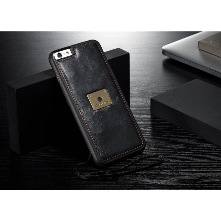 CASEME Qin Series Detachable 2-in-1 Split Leather Wallet Mobile Phone Case for iPhone 6S/6 4.7 inch - Black-11