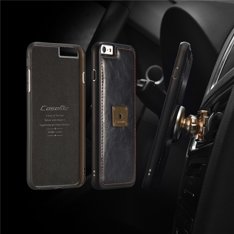 CASEME Qin Series Detachable 2-in-1 Split Leather Wallet Mobile Phone Case for iPhone 6S/6 4.7 inch - Black-2