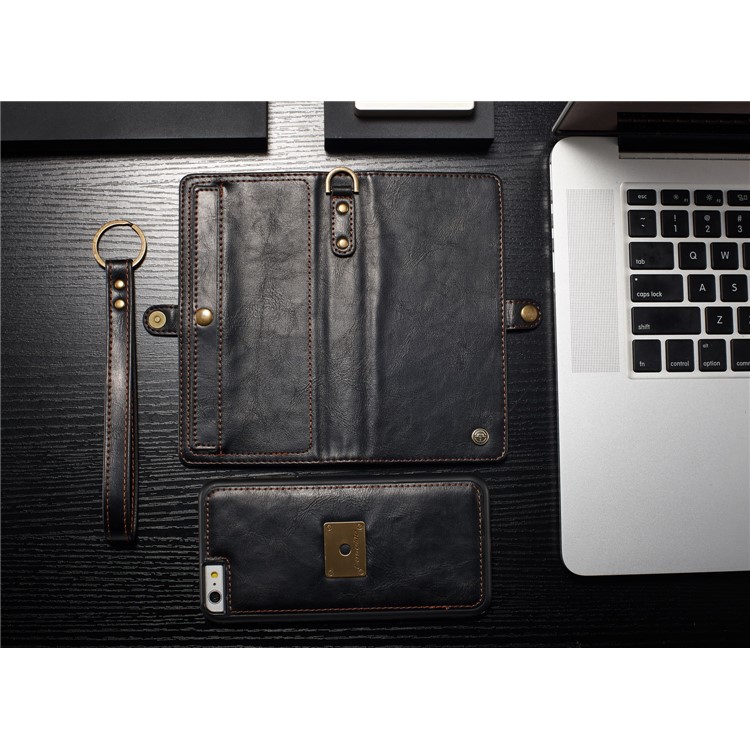 CASEME Qin Series Detachable 2-in-1 Split Leather Wallet Mobile Phone Case for iPhone 6S/6 4.7 inch - Black-5
