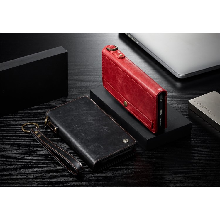 CASEME Qin Series Detachable 2-in-1 Split Leather Wallet Protection Phone Cover for iPhone 6S/6 4.7 inch - Red-11