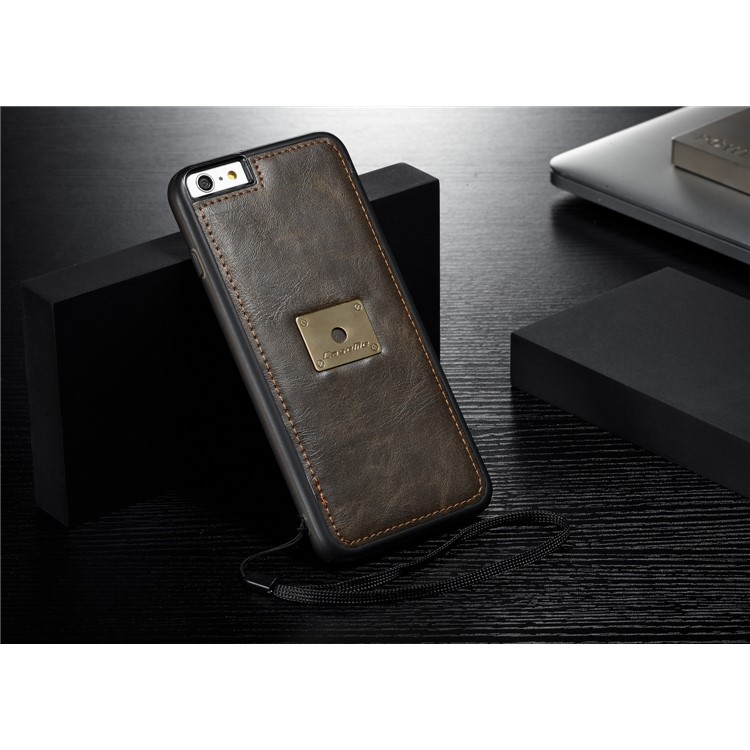 CASEME Qin Series Detachable 2-in-1 Split Leather Protective Phone Shell with Card Slots for iPhone 6S/6 4.7 inch - Brown-13