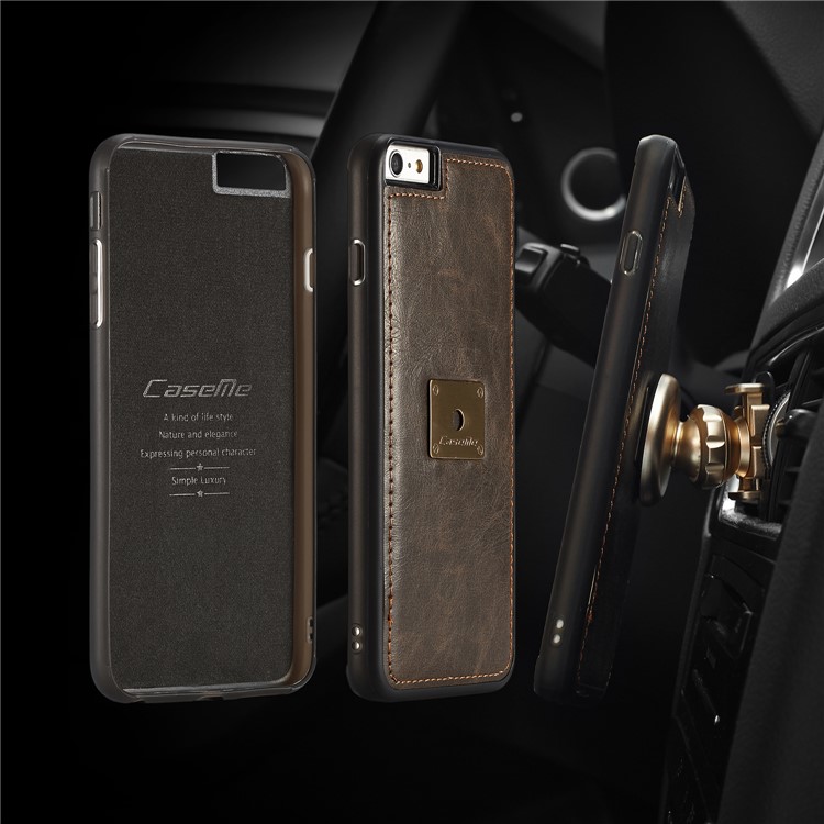CASEME Qin Series Detachable 2-in-1 Split Leather Protective Phone Shell with Card Slots for iPhone 6S/6 4.7 inch - Brown-2