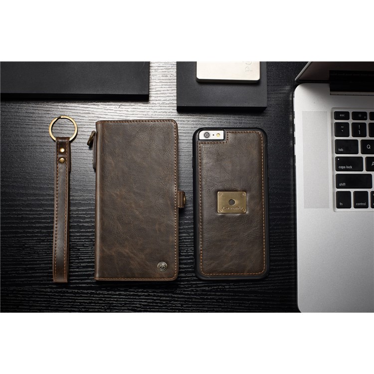 CASEME Qin Series Detachable 2-in-1 Split Leather Protective Phone Shell with Card Slots for iPhone 6S/6 4.7 inch - Brown-4