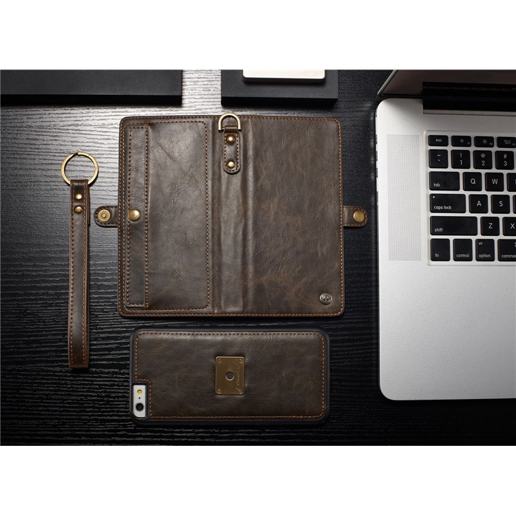 CASEME Qin Series Detachable 2-in-1 Split Leather Protective Phone Shell with Card Slots for iPhone 6S/6 4.7 inch - Brown-5