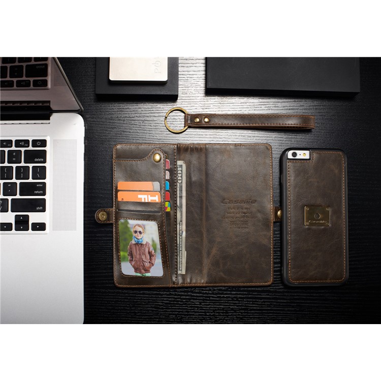 CASEME Qin Series Detachable 2-in-1 Split Leather Protective Phone Shell with Card Slots for iPhone 6S/6 4.7 inch - Brown-6