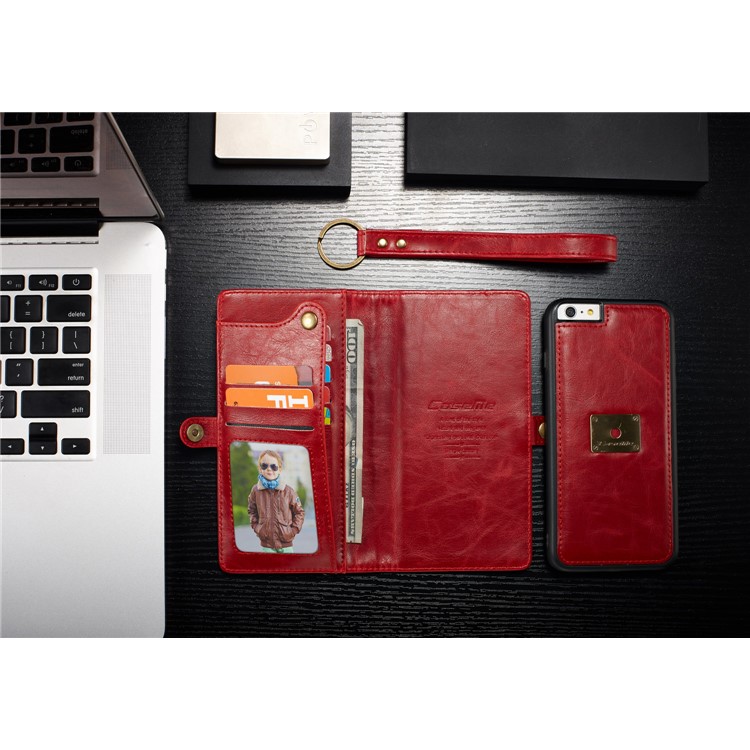 CASEME Qin Series Detachable 2-in-1 Split Leather Protective Phone Shell with Card Slots for iPhone 6S/6 4.7 inch - Brown-7