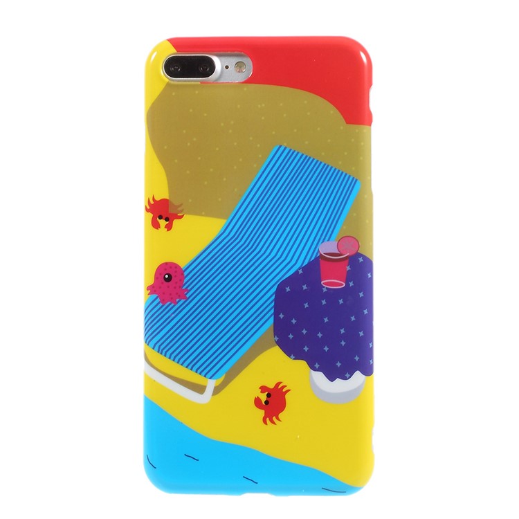 

Pattern Printing TPU Mobile Phone Case for iPhone 8 Plus / 7 Plus 5.5 inch - Blue Beach Bed