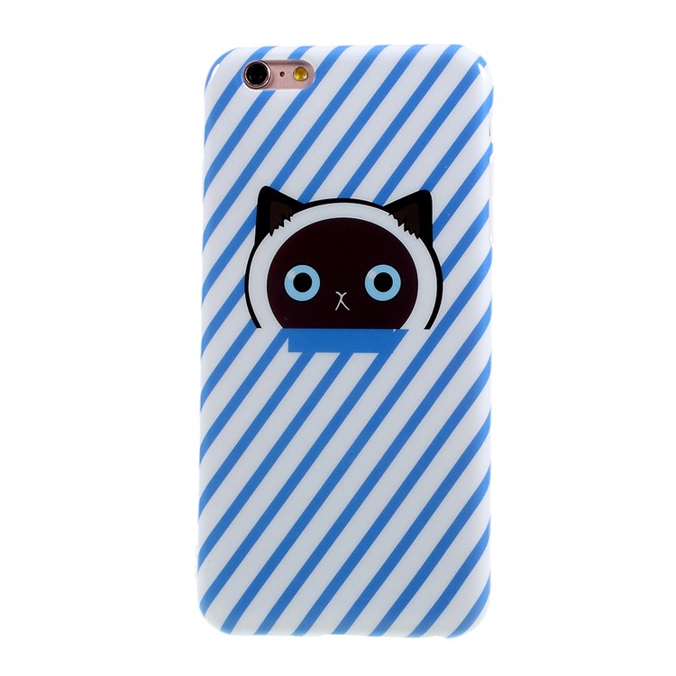 

Pattern Printing TPU Case for iPhone 6s Plus / 6 Plus - Blue Cat Paw and Stripes