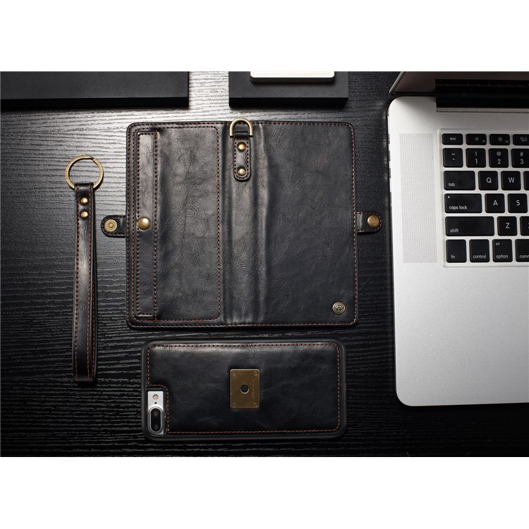 CASEME Qin Series Destacável 2-em-1 Split Leather Wallet Phone Shell para iPhone 8 Plus / 7 Plus 5.5 inch - negro-4