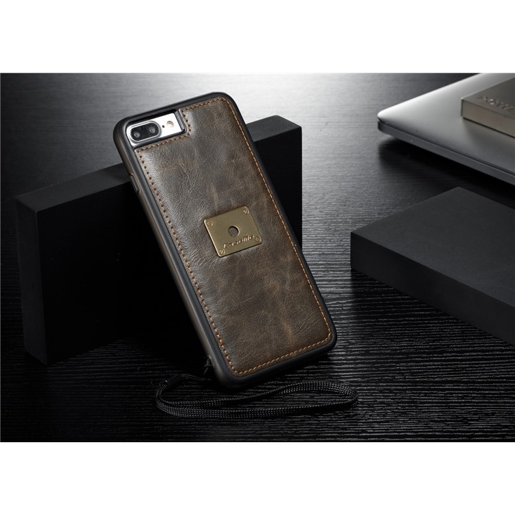 CASEME Qin Series Qin Series Detachable 2-in-1 Split Leather Wallet Phone Case for iPhone 8 Plus / 7 Plus 5.5 inch - Brown-10