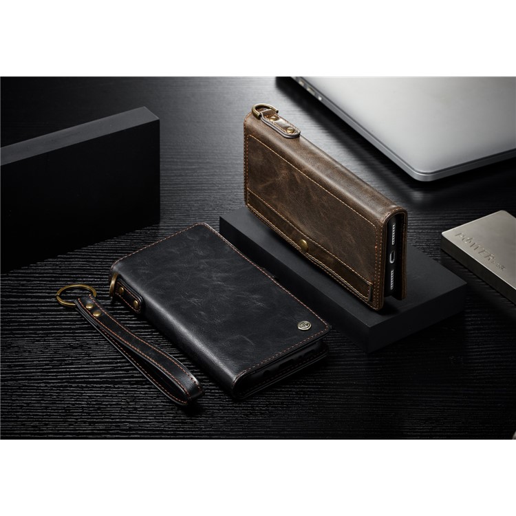 CASEME Qin Series Qin Series Detachable 2-in-1 Split Leather Wallet Phone Case for iPhone 8 Plus / 7 Plus 5.5 inch - Brown-14