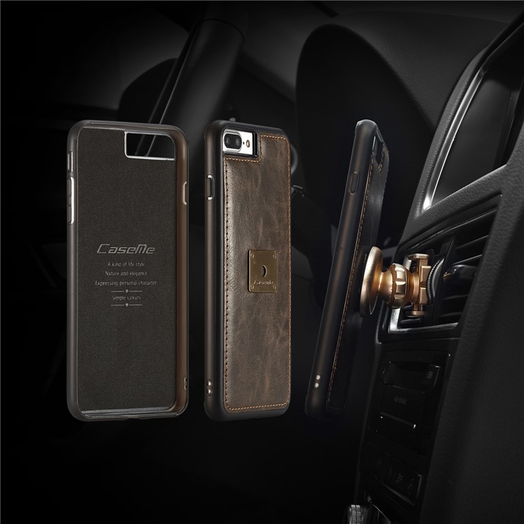 CASEME Qin Series Qin Series Detachable 2-in-1 Split Leather Wallet Phone Case for iPhone 8 Plus / 7 Plus 5.5 inch - Brown-2