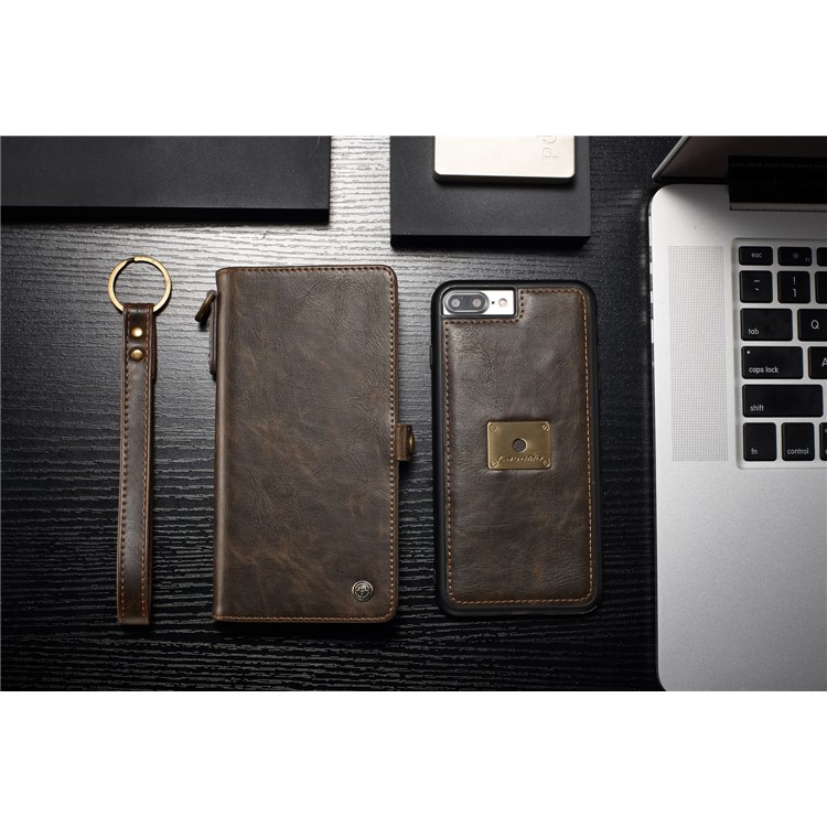 CASEME Qin Series Qin Series Detachable 2-in-1 Split Leather Wallet Phone Case for iPhone 8 Plus / 7 Plus 5.5 inch - Brown-3