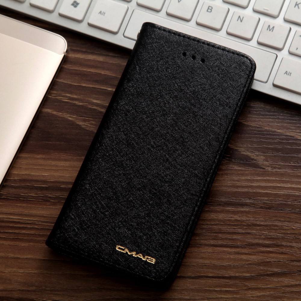 CMAI2 for iPhone 7 4.7 inch Silk Texture Series Leather Card Holder Phone Shell - Black-1