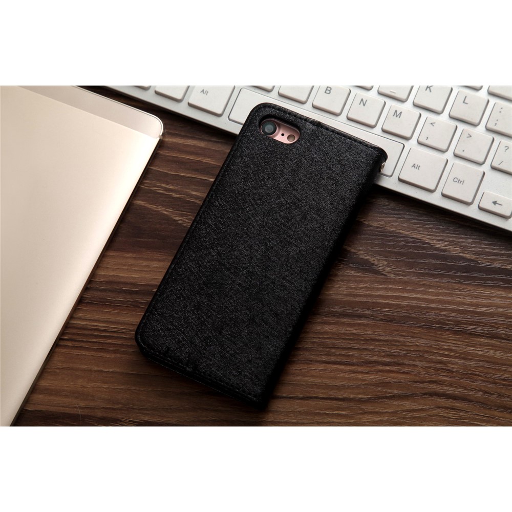 CMAI2 for iPhone 7 4.7 inch Silk Texture Series Leather Card Holder Phone Shell - Black-2