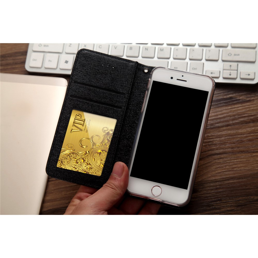 CMAI2 for iPhone 7 4.7 inch Silk Texture Series Leather Card Holder Phone Shell - Black-8