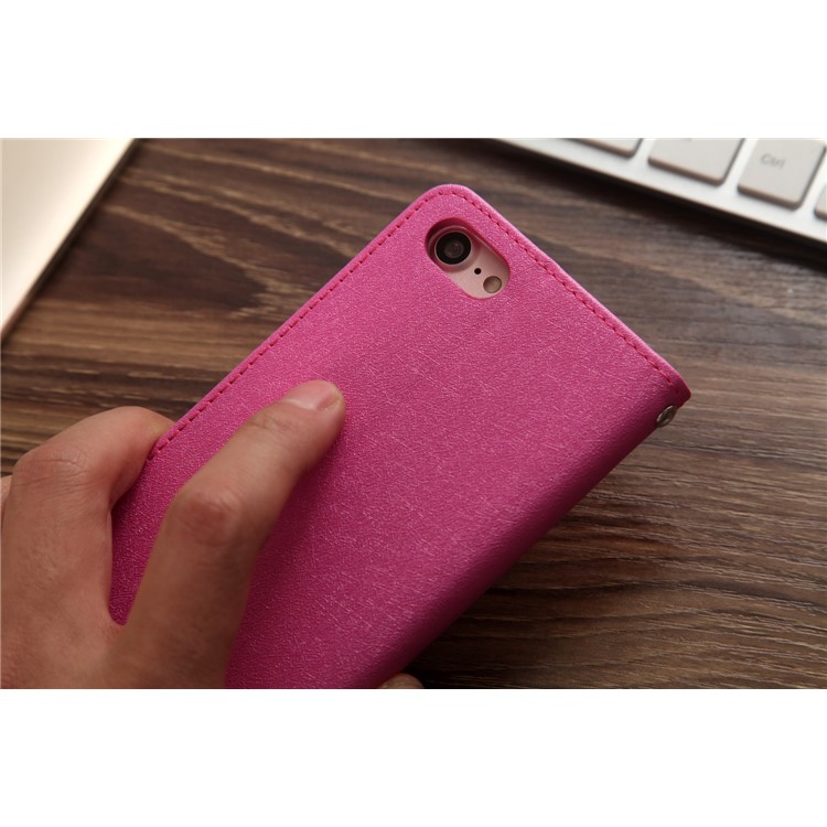 CMAI2 Silk Texture Series Leather Card Holder Phone Accessory Cover for iPhone 8 / 7 4.7 inch - Rose-10