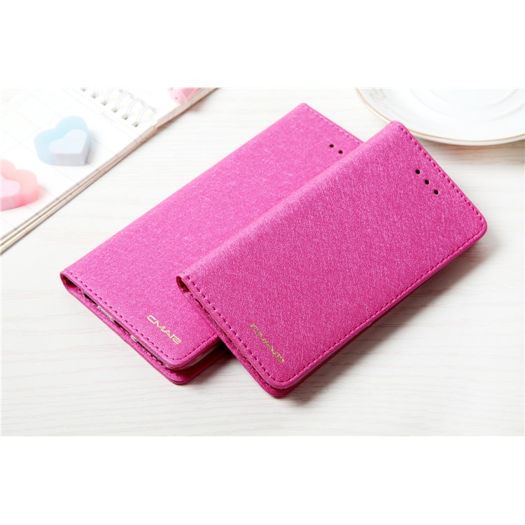 CMAI2 Silk Texture Series Leather Card Holder Phone Accessory Cover for iPhone 8 / 7 4.7 inch - Rose-13