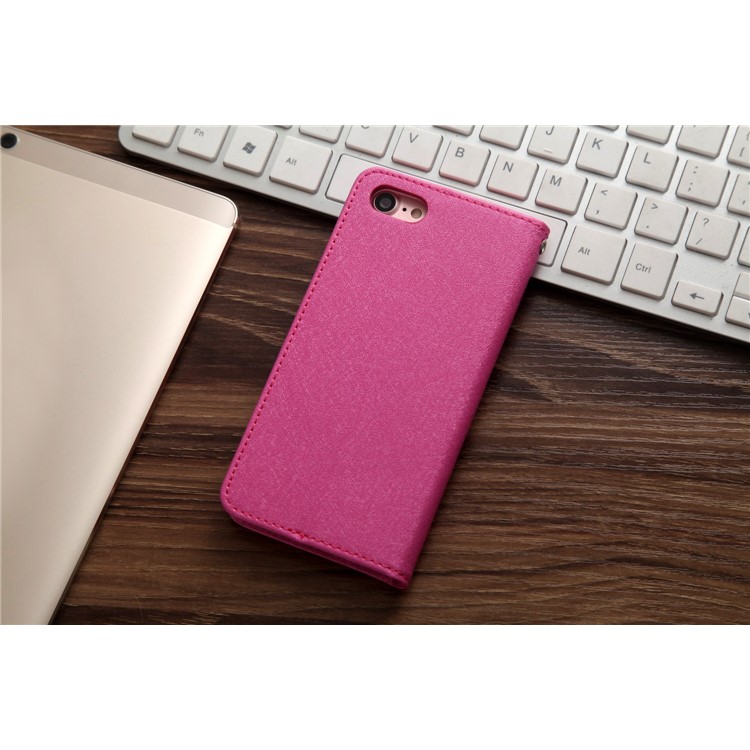 CMAI2 Silk Texture Series Leather Card Holder Phone Accessory Cover for iPhone 8 / 7 4.7 inch - Rose-2