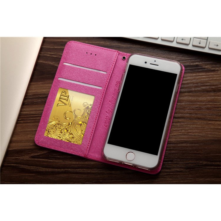 CMAI2 Silk Texture Series Leather Card Holder Phone Accessory Cover for iPhone 8 / 7 4.7 inch - Rose-3