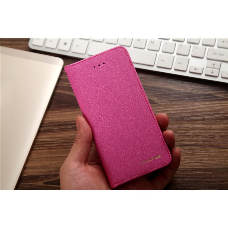 CMAI2 Silk Texture Series Leather Card Holder Phone Accessory Cover for iPhone 8 / 7 4.7 inch - Rose-9
